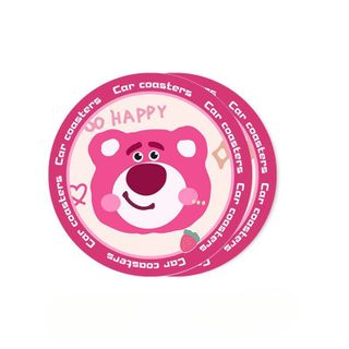 1 Miếng lót ly ô tô -Lót ly xe hơi gấu dâu - Để lót cốc cao su cách nhiệt cực tốt chống bám bụi bẩn dễ vệ sinh