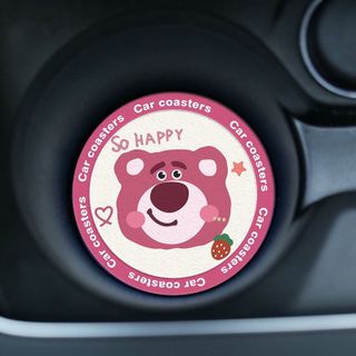 1 Miếng lót ly ô tô -Lót ly xe hơi gấu dâu - Để lót cốc cao su cách nhiệt cực tốt chống bám bụi bẩn dễ vệ sinh