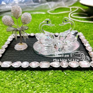 [Ảnh thật] Thiên nga đá đôi có đế đặt tablo ô tô, trang trí văn phòng.Thiên nga trang trí xe sang trọng, cao cấp.
