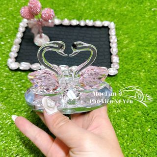 [Ảnh thật] Thiên nga đá đôi có đế đặt tablo ô tô, trang trí văn phòng.Thiên nga trang trí xe sang trọng, cao cấp.