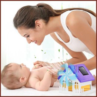 Nước hoa ô tô mô hình ngôi nhà MY HOME có cánh quạt xoay bằng năng lượng mặt trời dung tích 40ml