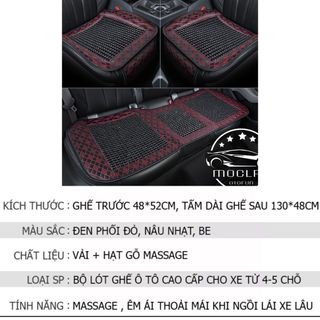 (combo xe 5 chỗ) Tấm lót ghế ô tô hạt gỗ massage cho xe hơi, xe khách, xe tải, ghế văn phòng cao cấp