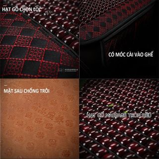 (combo xe 5 chỗ) Tấm lót ghế ô tô hạt gỗ massage cho xe hơi, xe khách, xe tải, ghế văn phòng cao cấp