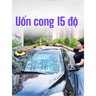 Chổi rửa xe san hô vàng đen có cán rút gọn dài 1.2 mét-sợi mềm điều chỉnh được độ cong và độ dài tiện lợi