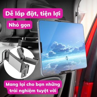 Giá đỡ máy tính bảng, điện thoại kẹp ghế sau ô tô xoay 360 gấp có thể gấp gọn lại