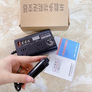 Tẩu Chuyển Đổi Điện Áp Xoay Chiều 12/24V DC sang 220V với màn hình led Kỹ Thuật Số 4 Usb Qc 3.0