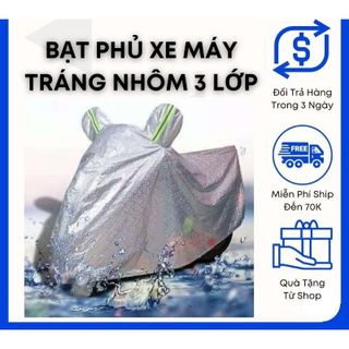 Bạt phủ xe máy loại dày áo trùm phủ bọc che nắng mưa xe máy vải tráng nhôm cao cấp