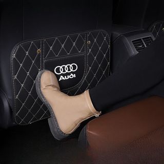 Tấm chắn lưng ghế logo hãng chống trầy bẩn vào lưng ghế kiêm đựng điện thoại dễ dàng vệ sinh bằng da siêu bền