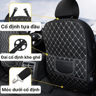 Tấm chắn lưng ghế logo hãng chống trầy bẩn vào lưng ghế kiêm đựng điện thoại dễ dàng vệ sinh bằng da siêu bền