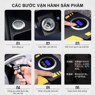 Máy bơm lốp ô tô,xe hơi mà hình điện tử thông minh tự ngắt Suitu chính hãng