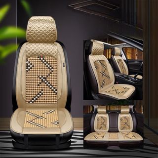 (Hàng cao cấp) Bộ lót ghế hoa văn LV hạt gỗ massage cao cấp Full bộ xe 5 chỗ - Mộc Lan Phụ Kiện Xế Yêu