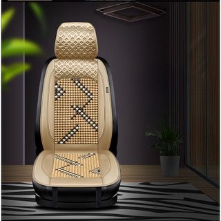 (Hàng cao cấp) Bộ lót ghế hoa văn LV hạt gỗ massage cao cấp Full bộ xe 5 chỗ - Mộc Lan Phụ Kiện Xế Yêu