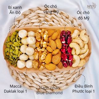 Hộp mix 5 loại hạt macca-óc chó đỏ- bí xanh-hạnh nhân-hạt điều giá sỉ - giá bán buôn