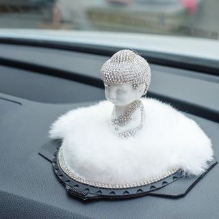 Tượng Phật Thích Ca Đính Đá Lông Thỏ Sang Trọng Trang Trí Ô Tô Cao Cấp Sang Trọng Tặng Kèm Tinh Dầu Thơm