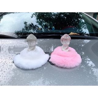 Tượng Phật Thích Ca Đính Đá Lông Thỏ Sang Trọng Trang Trí Ô Tô Cao Cấp Sang Trọng Tặng Kèm Tinh Dầu Thơm