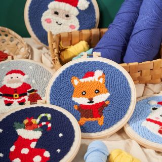 Bộ Quà Tặng Noel Giáng Sinh Tranh Thêu Len Thủ Công Handmade Cực sinh động Đầy sáng tạo. Kèm Đầy đủ bộ phụ kiện thêu ( Phù Hợp Kinh Doanh các Quán Nước-Hội nghị ) Hàng, Giá Tận Xưởng )