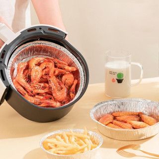 Set 10 Khay Giấy Bạc Lót Nồi Chiên Không Dầu, Đĩa Nhôm, đĩa giấy bạc Đường Kính 20-22cm