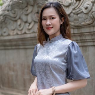 Set Đồ Lam Đến Chùa , Mẫu Áo Gấm Tay Phồng Vải Lụa Đông Hưng Cao Cấp - M 752 giá sỉ