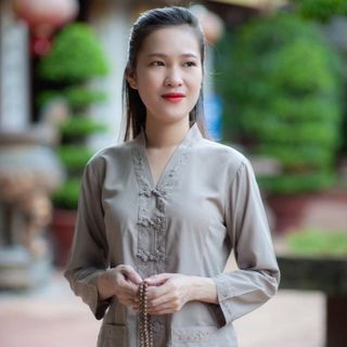 Đồ Lam Đi Chùa Nữ, Mẫu Bà Lai Cổ Điển Sang Trọng Chất Vải KATE Thoáng Mát - M 116