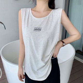 Áo ba lỗ nữ in chữ đơn giản trẻ trung freesize dưới 65kg-Thu
