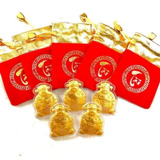 Ông Thần Tài Mạ Vàng Tặng Túi Gấm