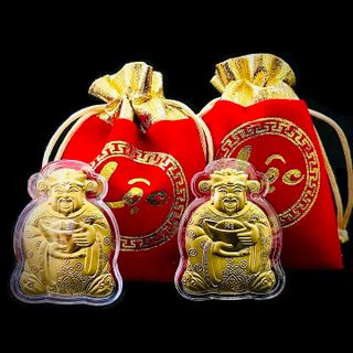 Ông Thần Tài Mạ Vàng Tặng Túi Gấm