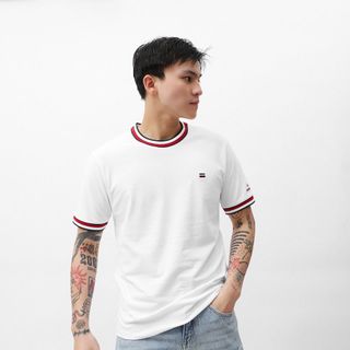 Áo thun nam chất cotton, áo phông nam cao cấp, chất cá sấu 100% chính phẩm co giản 4 chiều xịn sò dày dặn mịn mát, mặc thấm hút mồ hôi cực tốt, 2 logo thêu - size từ 55kg - 90kg