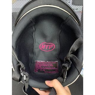 Nón bảo hiểm nửa đầu tem HTP Hàng Cao Cấp họa tiết dễ thương, mũ bảo hiểm loại cao cấp lòng thuê logo, Lót Xốp 45GR dày
