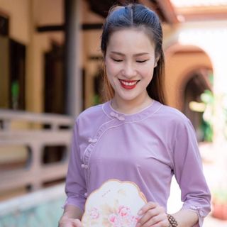 Đồ Lam đi chùa, Kiểu Áo Cổ Tròn Truyền Thống, Vải Kate Mềm Mịn - M 049