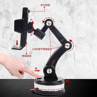 Giá đỡ điện thoại trên xe ô tô đế hút chân không cao cấp siêu chắc chắn xoay 360 độ - 3 khớp dài thông minh