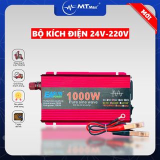 Bộ Kích Điện INVENTER 24V Ra 220V - Công Suất Lớn 1000W Dùng Được Cho Tất Cả Sản Phẩm Sử Dụng Điện Gia Đình, Oto, Xe Máy Tặng Kèm Bộ Kết Nối Ắc Qui