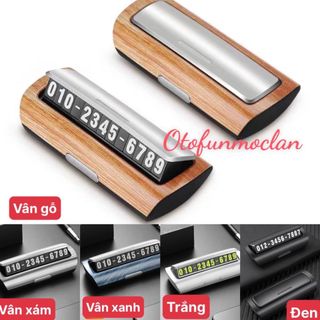 Bảng ghi số điện thoại đỗ xe ô tô YUMCHO cao cấp vân gỗ sang trọng 6 dãy số phản quang 2 màu đen,trắng