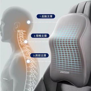 ( Fom mới 2023) Bộ tựa đầu tựa lưng cao su non siêu mềm siêu êm giải pháp lái xe ô tô đường dài - ghế văn phòng làm việc