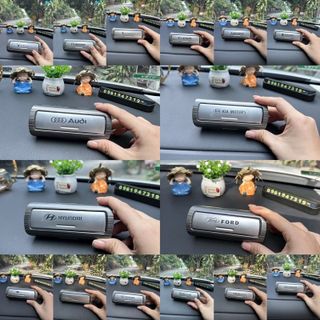 Bảng ghi số điện thoại đỗ xe ô tô YUMCHO dán Logo hãng Xe cao cấp vân gỗ sang trọng 6 dãy số phản quang