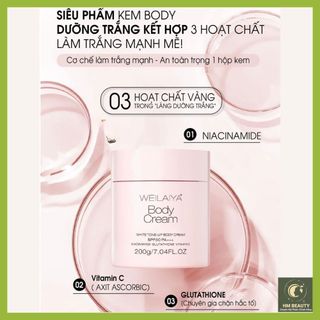 Kem body Weilaiya cream 200gram kích trắng mịn nâng tone bảo vệ chăm sóc dưỡng tái tạo da kháng nắng tự nhiên hiệu quả tối ưu