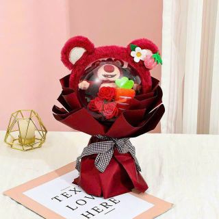 hoa gấu dâu full túi + đèn nháy