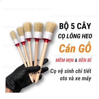Bộ 5 Cọ vệ sinh ô tô, chổi lau xe ô tô, cọ lông heo đa năng DETAILING, cọ các vị trí khó,nhỏ của xe Tiện lợi khi sử dụng