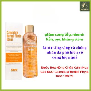 Nước cân bằng hoa cúc SNO Toner Calendula Herbal Phyto 200ml dưỡng độ ẩm dịu làm sạch da mặt nhạy cảm se khít lổ chân lông tự nhiên