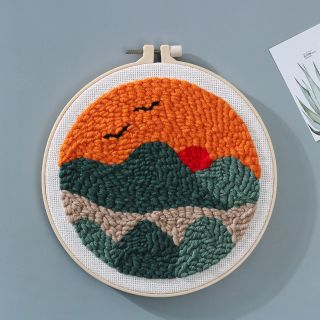 Tranh Thêu Len Thủ Công Trải nghiệm, Bộ Quà Tặng Handmade Đặc Sắc đầy Sáng Tạo Tông Nền Xanh ( Sản Phẩm Phù hợp Giải Trí - Trải nghiệm ) Kèm phụ kiện . Hàng, Giá Tận Xưởng
