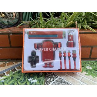 Sét quà tặng 4in1 gồm Giá đỡ điện thoại, Tẩu sạc tặng dây sạc , Bảng ghi số điện thoại dừng đỗ xe kiêm búa phá kính