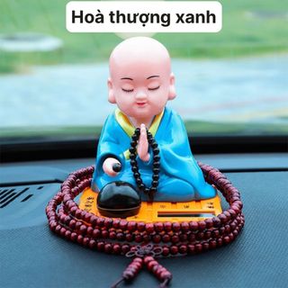 (tặng vòng hạt 108) Tượng phật chú tiểu gõ mõ tụng kinh để taplo trang trí xe hơi ô tô