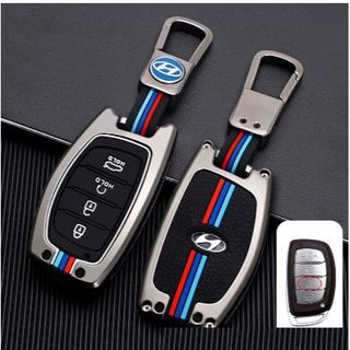 Ốp khóa kim loại phản quang - Hyundai Creta 2022-chất liệu hợp kim bền đẹp thời trang bảo vệ an toàn cho chìa khoá