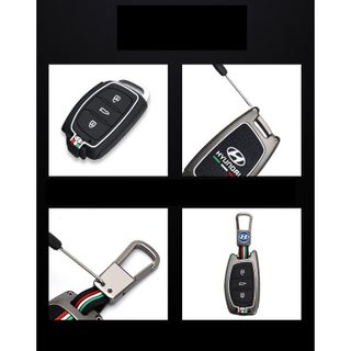 Ốp khóa kim loại phản quang - Hyundai Creta 2022-chất liệu hợp kim bền đẹp thời trang bảo vệ an toàn cho chìa khoá