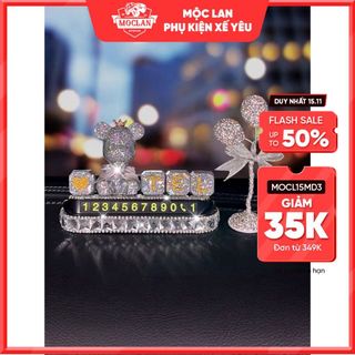 Bảng số điện thoại dừng đỗ gấu BearBrick Cao cấp trang trí taplo - Mộc Lan Phụ Kiện Xế Yêu