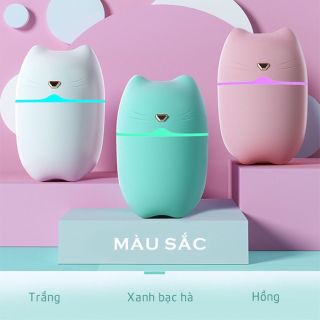 Máy Xông Tinh Dầu Mini Máy Tạo Độ Ẩm Phòng Hình Mèo Đèn Ngủ Đổi Màu Trang Trí Để Bàn giá sỉ