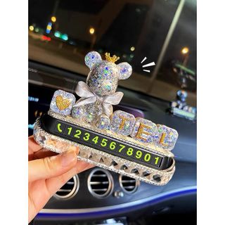 Bảng số điện thoại dừng đỗ gấu BearBrick Cao cấp trang trí taplo - Mộc Lan Phụ Kiện Xế Yêu