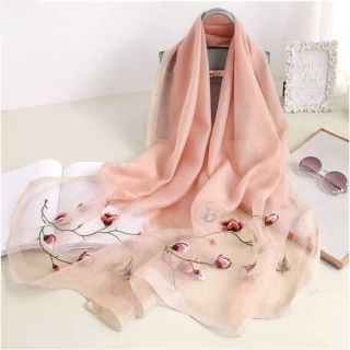Khăn tơ sống thêu hoa cao cấp