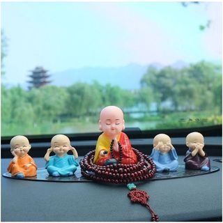 Bộ Tượng 4 Chú Tiểu Luyện Võ 4 MÀU, 4 Chú Tiểu Tập Võ, Múa Võ, Đánh Võ, Trang Trí ô tô, Bàn Làm Việc - Mộc Lan