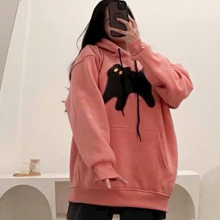 Áo hoodie in mèo đen , nón 2 lớp vải chính , form dưới 75kg giá sỉ