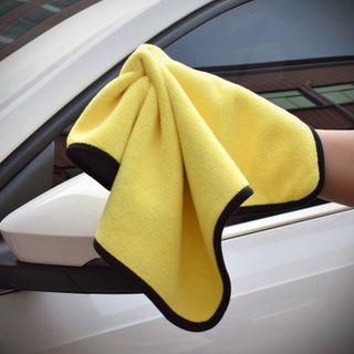 Khăn lau ô tô chuyên dụng 2 lớp cao cấp 30x30cm màu vàng xám đa năng tiện dụng phụ kiện ô tô Mộc Lan